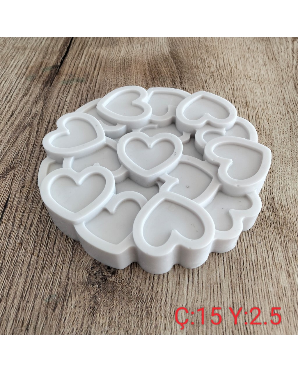 YY4999 V Çoklu Kalp Desenli Mum Silikon Kalıp • El Yapımı Romantik Mumlar ve Özel Günler için Hediye Seçeneği!